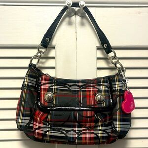 Coach Tartan Shoulder Bag with Silver Accents